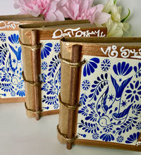 Load image into Gallery viewer, Beautiful Handmade Artisan Blank Notebook "Otomi - Blue"