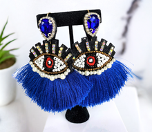 Load image into Gallery viewer, Oversized - Evil Eye Earrings/ Beautiful Statement Earrings/ Hand-Made