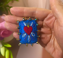Load image into Gallery viewer, Beautiful Embroidered Sacred Heart Earrings Scapulary Milagro Style