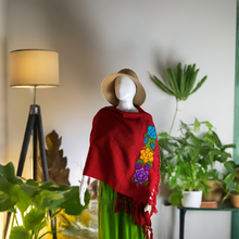 Load image into Gallery viewer, Floral Embroidered Mexican Rebozo/Shawl