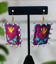 Load image into Gallery viewer, Beautiful Embroidered Sacred Heart Earrings Scapulary Milagro Style