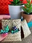 Load image into Gallery viewer, Hand-Made  Green Cat Alebrije Earrings in Small Palm Box