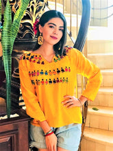 Load image into Gallery viewer, Muñequitas Embroidered Blouse (3/4 Sleeve) - Medium/One Size