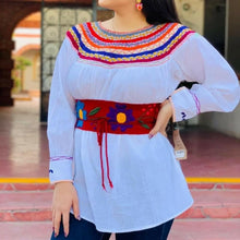Load image into Gallery viewer, Hand-Embroidered Mexican Belt with Flowers