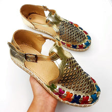 Load image into Gallery viewer, Leather Mexican Huarache Sandals In Gold Color
