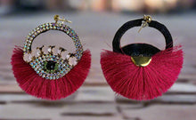 Load image into Gallery viewer, Beautiful Hand-Made Evil Eye Earrings with Rhinestones and Tassel