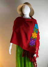 Load image into Gallery viewer, Floral Embroidered Mexican Rebozo/Shawl