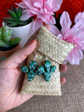 Load image into Gallery viewer, Hand-Made Alebrije Cactus "Nopalitos" Earrings in Small Palm Box
