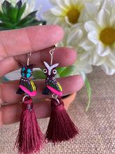 Load image into Gallery viewer, Hand-Made Owl Alebrije Earrings with Tassels