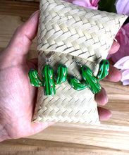 Load image into Gallery viewer, Hand-Made Alebrije Cactus Earrings in Small Palm Box