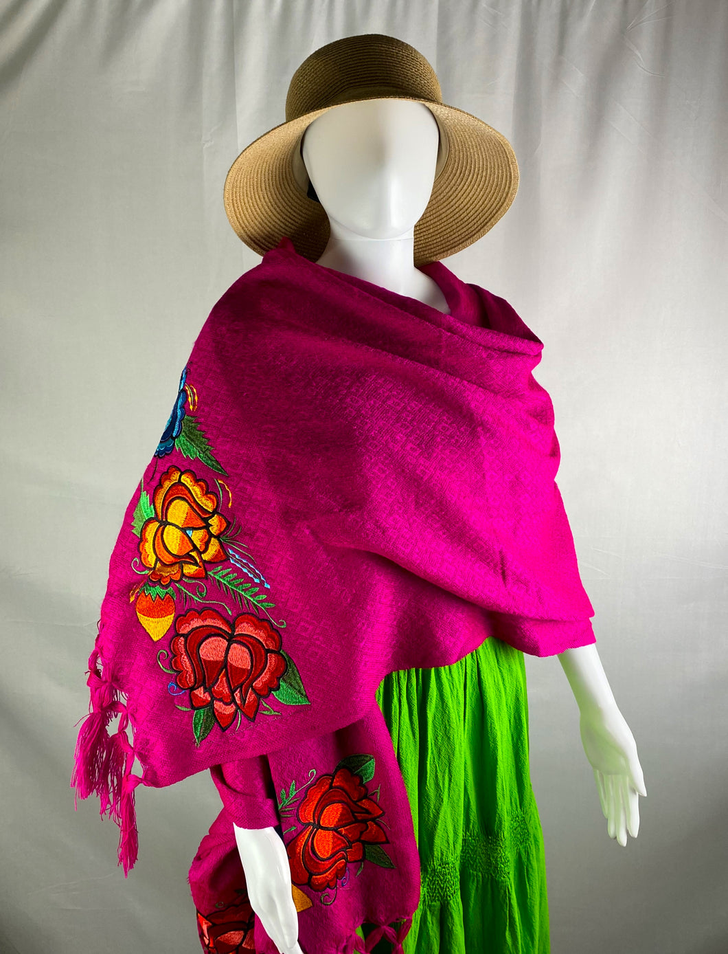 Floral Embroidered Mexican Rebozo/Shawl