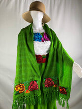 Load image into Gallery viewer, Floral Embroidered Mexican Rebozo/Shawl
