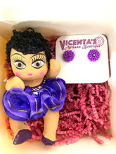 Load image into Gallery viewer, Beautiful Hand-Made Baby Ballerina Doll With Stud Huichol Earrings/Gift Set