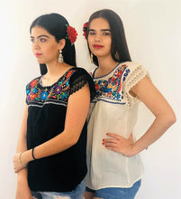 Load image into Gallery viewer, Floral Embroidered Mexican Blouse - (S/M - One Size)