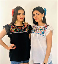 Load image into Gallery viewer, Floral Embroidered Mexican Blouse - (S/M - One Size)