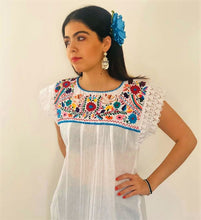 Load image into Gallery viewer, Floral Embroidered Mexican Blouse - (S/M - One Size)