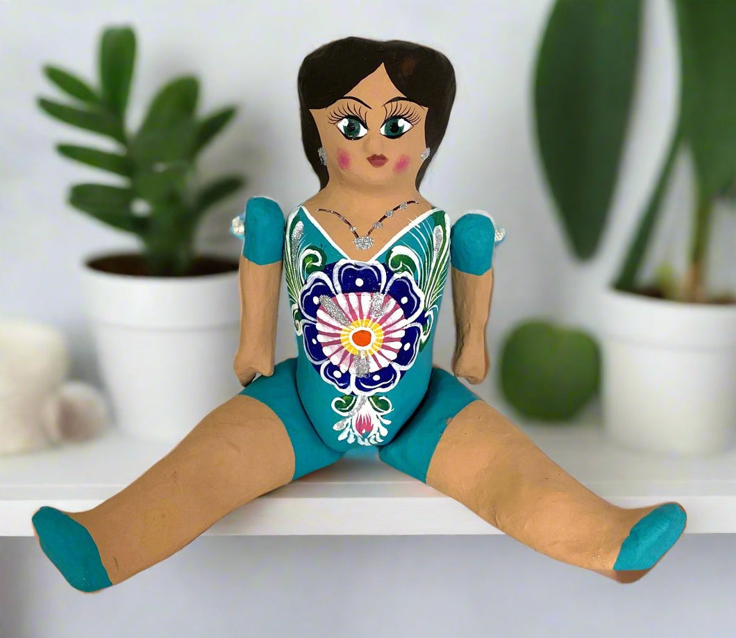 Mexican Cartoneria  Lupita Doll - Blue (Celest)