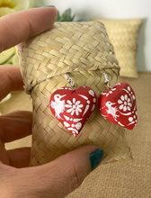 Load image into Gallery viewer, Beautiful Heart-Shaped Alebrije Earrings/Red/Otomi Design
