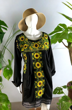 Load image into Gallery viewer, Embroidered Mexican Tunic/Dress with Sunflowers Design (Size L)

