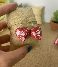 Load image into Gallery viewer, Beautiful Heart-Shaped Alebrije Earrings/Red/Otomi Design
