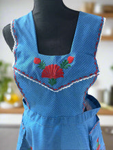 Load image into Gallery viewer, Artisanal Embroidered Apron - Azure XL
