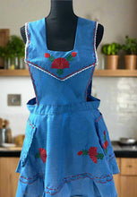 Load image into Gallery viewer, Artisanal Embroidered Apron - Azure XL

