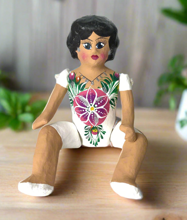 Mexican Cartoneria  Lupita Doll - White