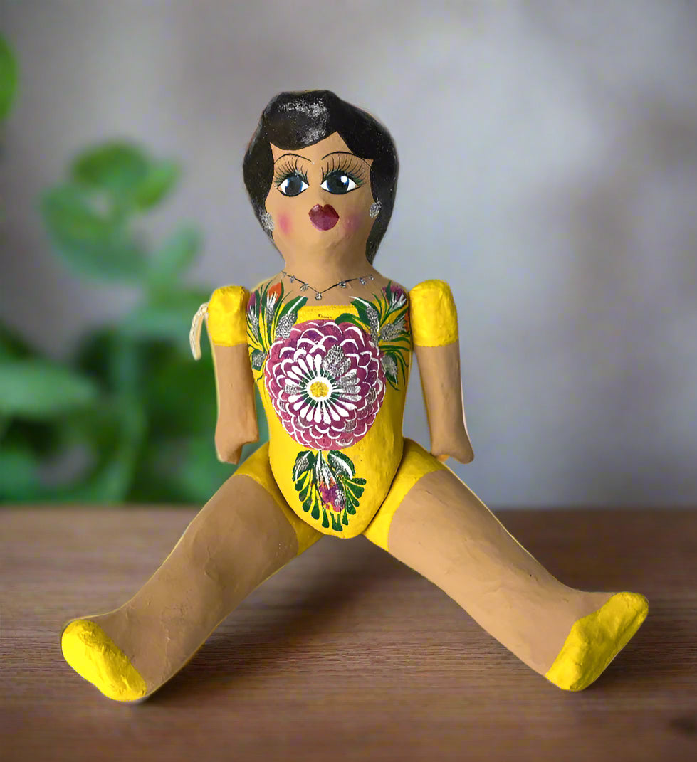 Mexican Cartoneria  Lupita Doll - Yellow 2