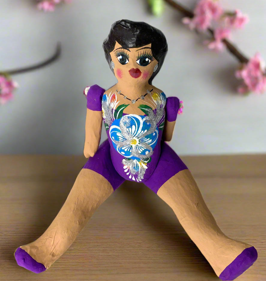 Mexican Cartoneria  Lupita Doll - Purple 2