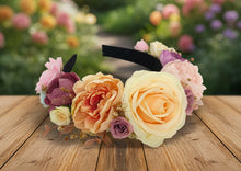 Load image into Gallery viewer, Rose Headband/Hand-Made Rose Crown/Floral Headband
