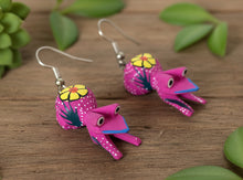 Load image into Gallery viewer, Little Pink Frog Alebrije Earrings

