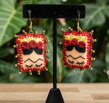 Load image into Gallery viewer, Beautiful Hand-Made Embroidered Frida Kahlo Earrings
