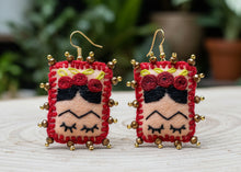 Load image into Gallery viewer, Beautiful Hand-Made Embroidered Frida Kahlo Earrings
