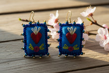 Load image into Gallery viewer, Beautiful Embroidered Sacred Heart Earrings Scapulary Milagro Style
