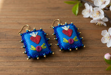 Load image into Gallery viewer, Beautiful Embroidered Sacred Heart Earrings Scapulary Milagro Style
