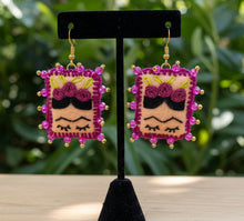 Load image into Gallery viewer, Beautiful Hand-Made Embroidered Frida Kahlo Earrings
