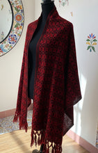 Load image into Gallery viewer, Mexican Rebozo/Shawl - Red / Diamond Pattern
