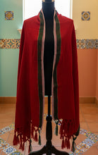 Load image into Gallery viewer, Mexican Rebozo/Shawl - Red / Green Stripe
