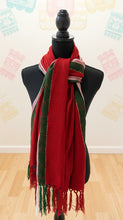 Load image into Gallery viewer, Mexican Rebozo/Shawl - Red / Green Stripe
