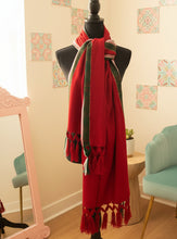 Load image into Gallery viewer, Mexican Rebozo/Shawl - Red / Green Stripe

