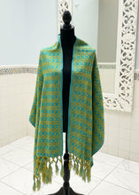 Load image into Gallery viewer, Mexican Rebozo/Shawl - Aqua / Yellow
