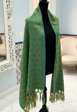 Load image into Gallery viewer, Mexican Rebozo/Shawl - Aqua / Yellow
