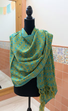 Load image into Gallery viewer, Mexican Rebozo/Shawl - Aqua / Yellow
