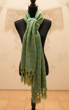 Load image into Gallery viewer, Mexican Rebozo/Shawl - Aqua / Yellow
