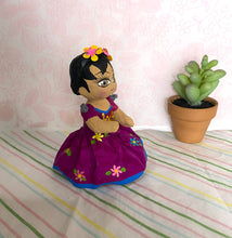 Load image into Gallery viewer, Hand-Made Baby Frida Doll - Purple Dress
