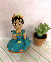 Load image into Gallery viewer, Hand-Made Baby Frida Doll - Blue Dress
