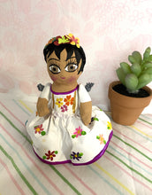 Load image into Gallery viewer, Hand-Made Baby Frida Doll - White Dress
