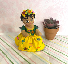 Load image into Gallery viewer, Hand-Made Baby Frida Doll - Yellow Dress
