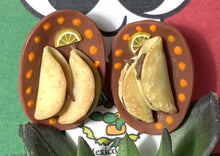 Load image into Gallery viewer, Tacos On Plate/Mexican Dish Hand Made Stud Earrings
