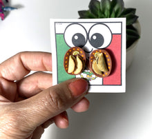 Load image into Gallery viewer, Tacos On Plate/Mexican Dish Hand Made Stud Earrings
